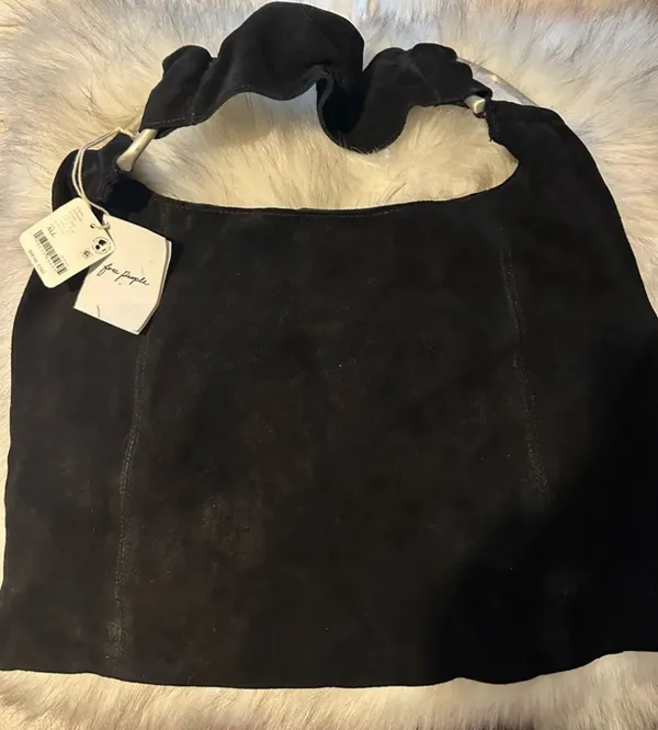 NWT Free People Bobbi Slouch Suede Tote In Black $98 MSRP 100% Leather No refunds returns or cancellations - Image 9