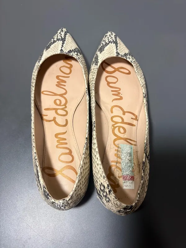 SAM EDELMAN Snakeskin-Print Pointed Toe Flats - Image 5