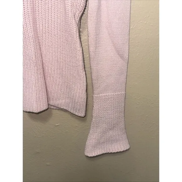 White House Black Market Pink Knit Funnel Neck Long‎ Sleeve Fitted Sweater - Image 3