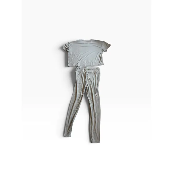 Danskin Lounge Set L Grey Ribbed Short Sleeve Top and Pants Athleisure Co-ord - Image 2