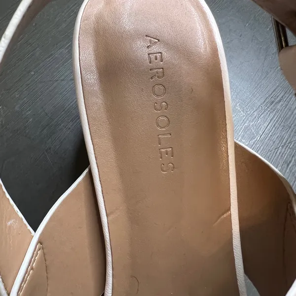 AEROSOLES Cream Slingback Sandals with Block Heel - Image 3