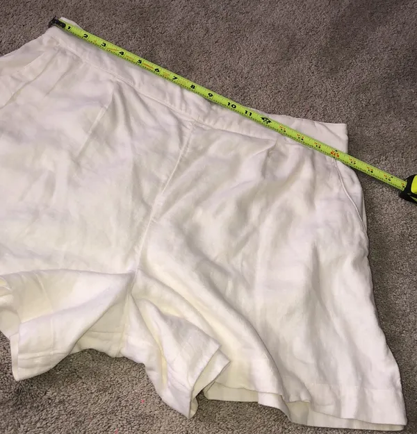 Abercrombie Cream Linen Shorts Large - Image 5