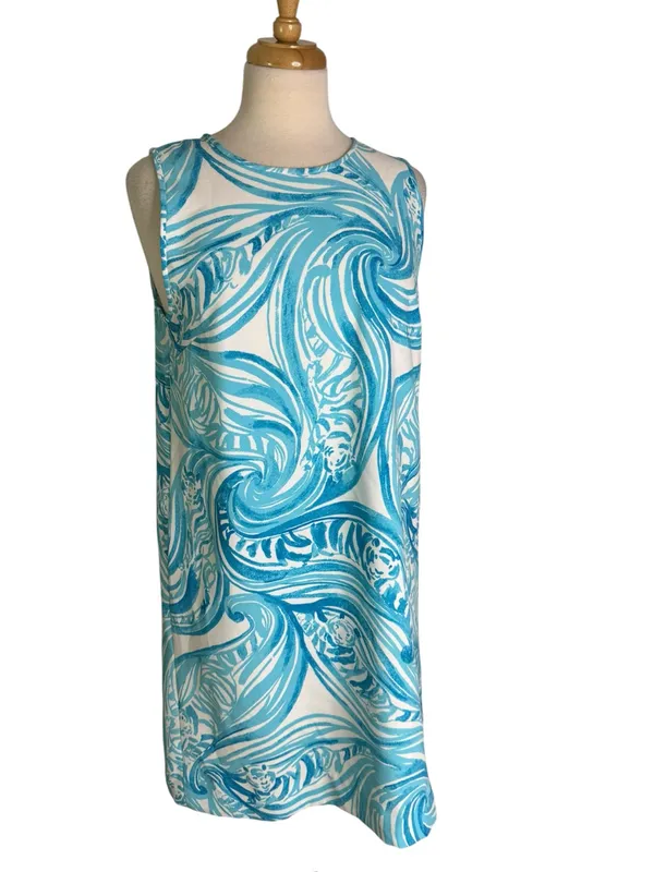 Lilly Pulitzer Sabrina Sea Ruffles Tiger Wave Shift Dress Size M - Image 4