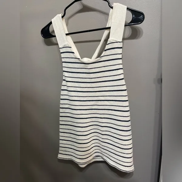 Madewell Texture‎ & Thread Striped Bow-Back Tank Top. Size Small - Image 3