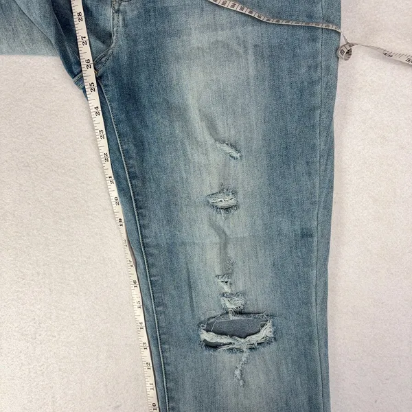 Flying Monkey Distressed Straight Leg Jeans Women's 30 High Rise Raw Hem euc - Image 6