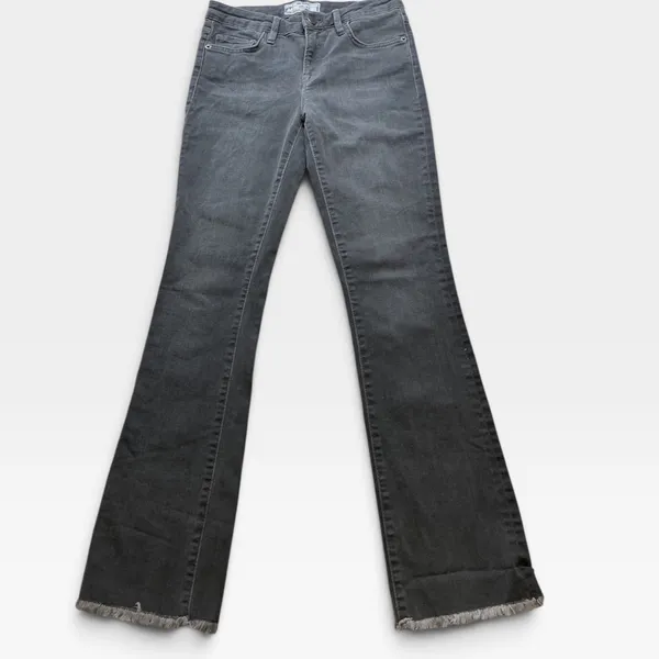 Free People Grey High Rise Flared Jeans Raw Hem W26 61502-16515125 - Image 2