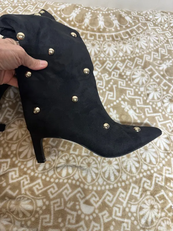 a new day Black Studded Mid-Calf Heeled Boots - Image 10