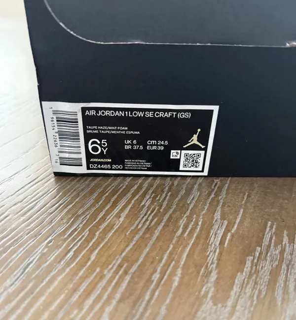 Nike Size 6.5Y- Womens 8 Jordan 1 Low SE Craft Inside Out DZ4465 200 - Image 6