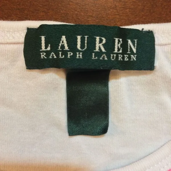 Y2K Lauren Ralph Lauren monogrammed white t shirt large - Image 3