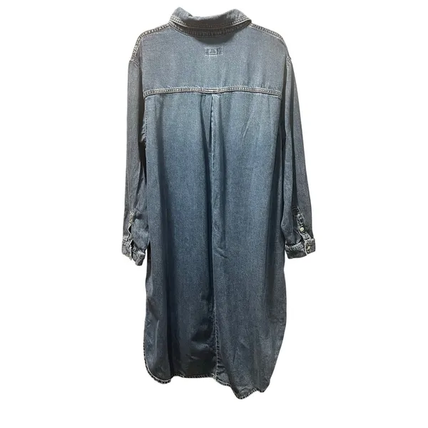 Ava & Viv Plus Size 1X Denim Shirt Dress Belted Button Front Midi - Image 6