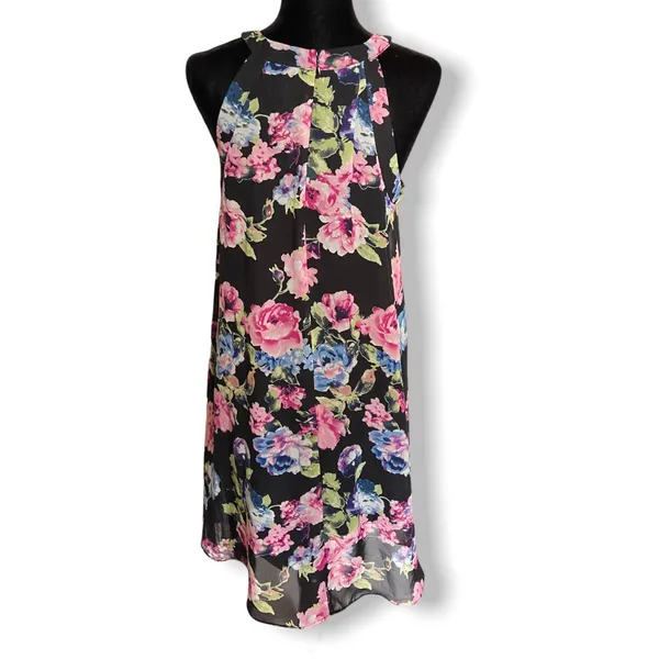 Betsey Johnson Womens Dress 8 Black‎ Pink Blue Green Floral Halter Mini Babydoll - Image 4