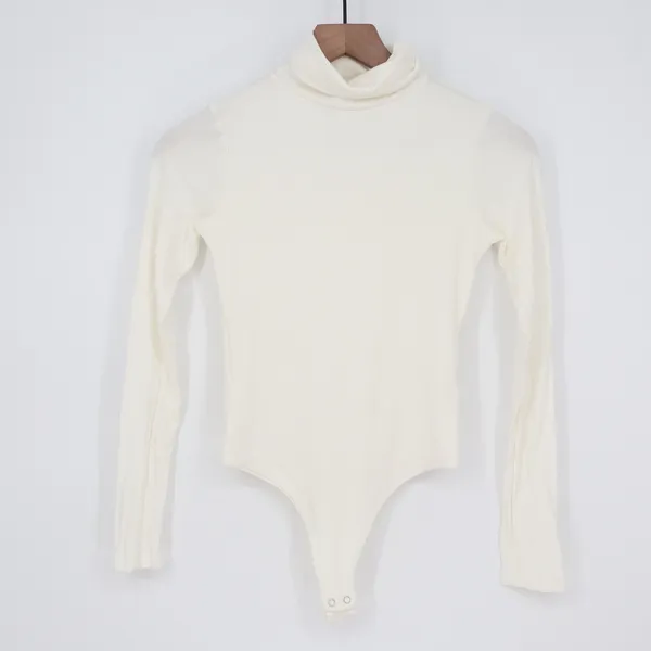 Naked Wardrobe White Turtleneck Long Sleeve Bodysuit S - Image 2