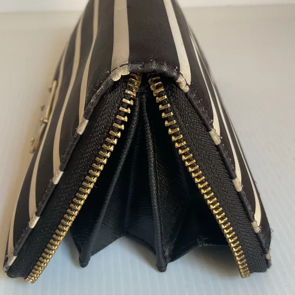 Kate Spade New York Black White Striped Zip Around Wallet Continental Purse - Image 6