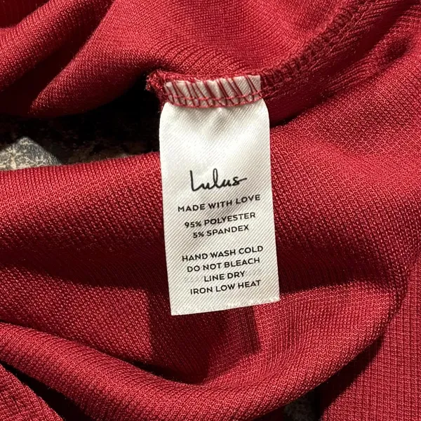 Lulus Womens Bodysuit Mockneck Long Sleeve Ribbed Red Size Medium EA - Image 3