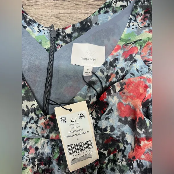 Cinq à Sept Women's Lewis‎ Long Puff Sleeves Floral Georgette Mini Dress Blue 0 - Image 6