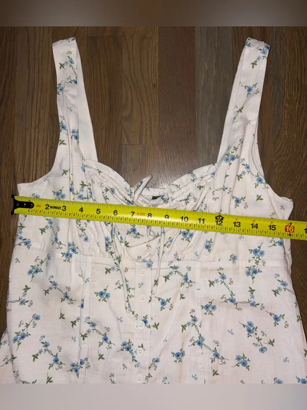 Wild Fable Floral Mini Dress Large Cottagecore Lace Up Sundress - Image 4