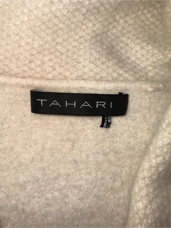 Tahari Ivory Open Front Knit Cardigan Cashmere Shawl Collar Pockets Cozy Classic - Image 6