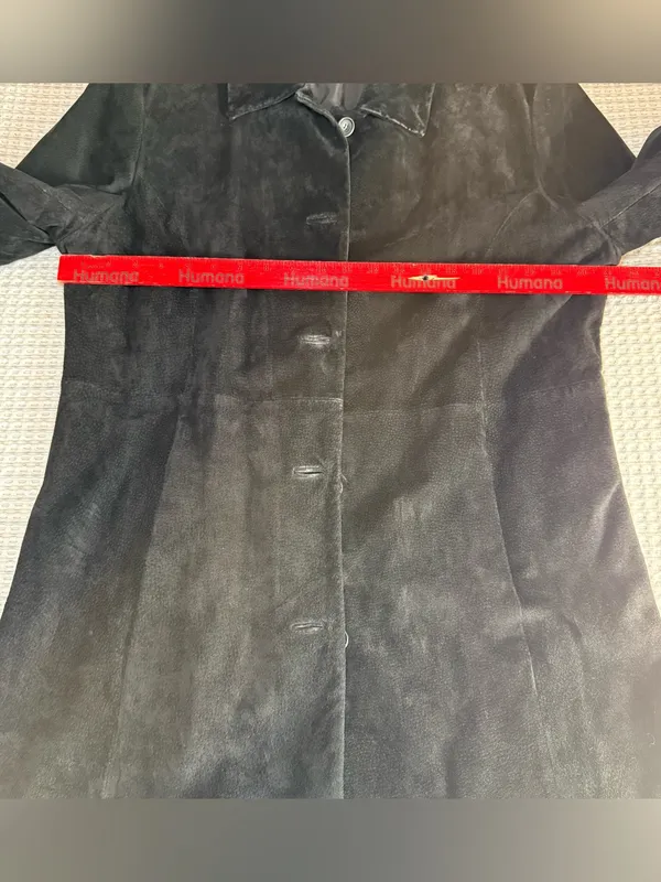 Leather Limited Suede Trench Coat Womens XL Black Western Cowgirl Classic Boho - Image 3