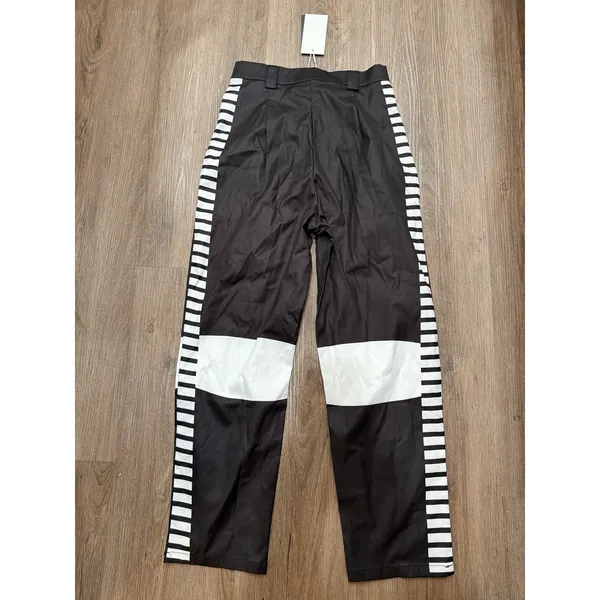 Uoozee Pants Womens Medium Black White Striped Straight‎ Leg NEW - Image 2