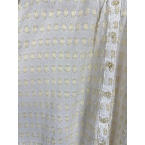 Anthropologie Pilcro Tavi Textured Blouse S Button Down Ivory Boho - Image 5