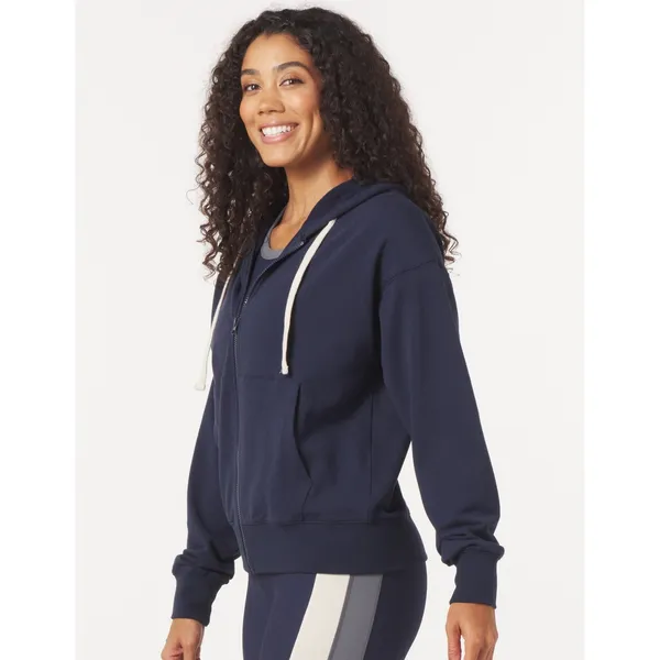 Glyder Vintage Oversized‎ Zip Up Hoodie Navy Blue Women Small NWT $88 PDP-6865 - Image 3
