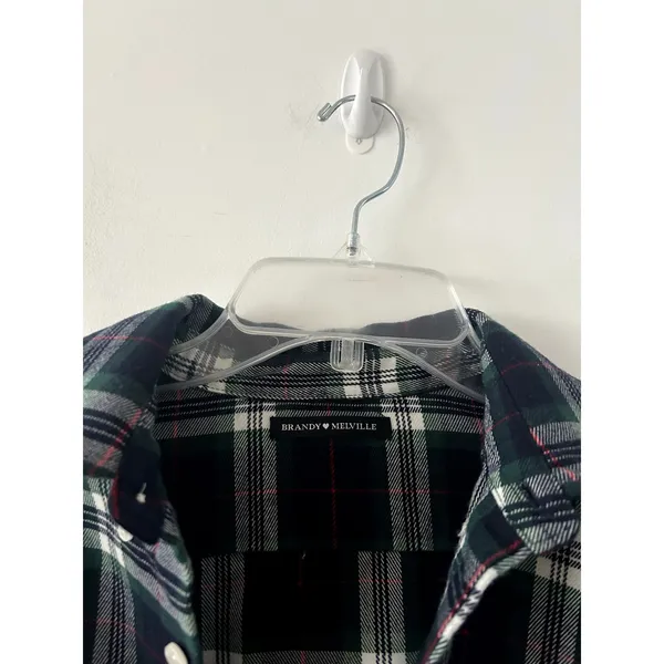 Brandy Melville Green Plaid Flannel Jacket - Image 2