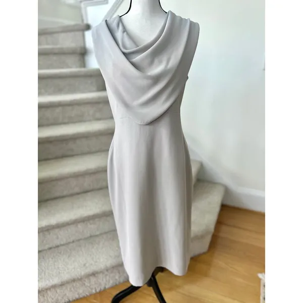 AQ/AQ Oyster Veronika Grey Cowl Neck Sleeveless Sheath Dress - Image 2