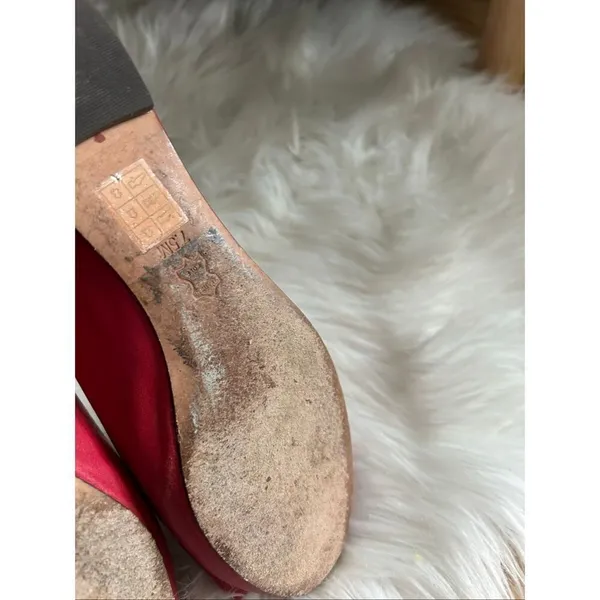 Tory Burch red Chase Ballet Nappa Leather flats size 7.5 leather classy work att - Image 4