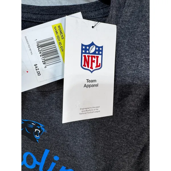 Nike T-Shirt Carolina Panthers NFL Team Apparel Women's Small Gray Football New - Image 5