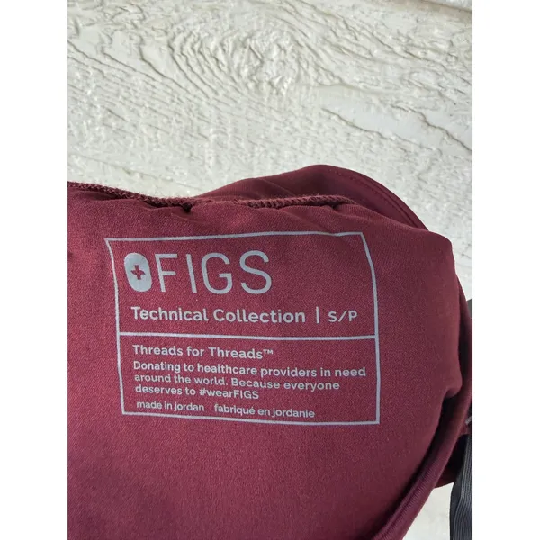 FIGS Yola High Waisted Skinny Scrub Pants Burgundy Size Small Petite NWT 1000209 - Image 5