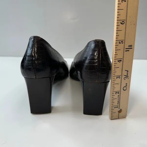 Vintage Casual Corner Brown Leather‎ Pumps Block Heel Square Toe Classic Size 7M - Image 4