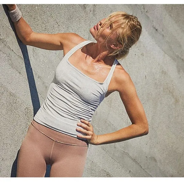 Free People Good Karma Long Tank in Ice Grey XL - Image 2
