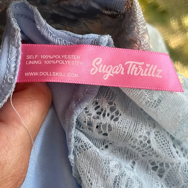 Sugar Thrillz Tea And Circumstance Brocade Mini Dress Blue & Gold Size XL. NEW! - Image 9
