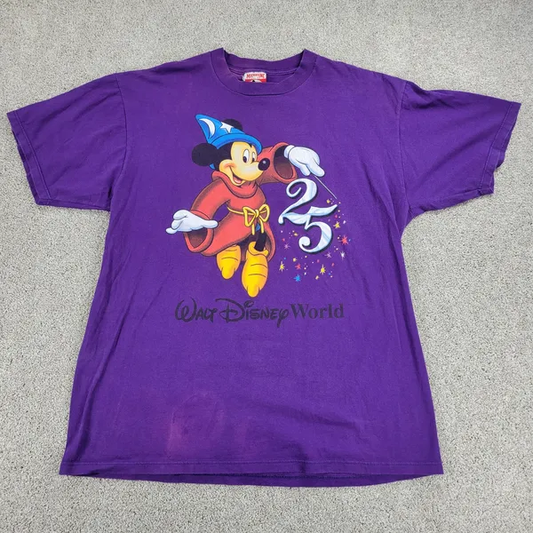 Mickey‎ Inc Womens T-shirt XL Purple Walt Disney World 25th Anniversary Cotton - Image 10