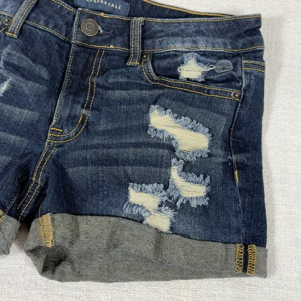 Aeropostale Shorts Woman Size 2 Midi Cuffed Denim‎ Blue Distressed - Image 3