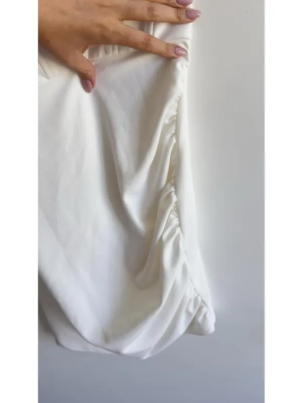 Zara White Ruched Corset Mini Dress Sweetheart Neck Bodycon Size S USA 4 - Image 5