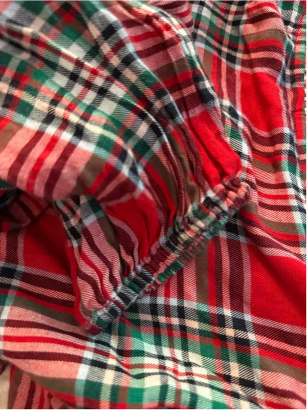 Women's Crown & Ivy Red Green Plaid Long Sleeve Dress L - Image 6
