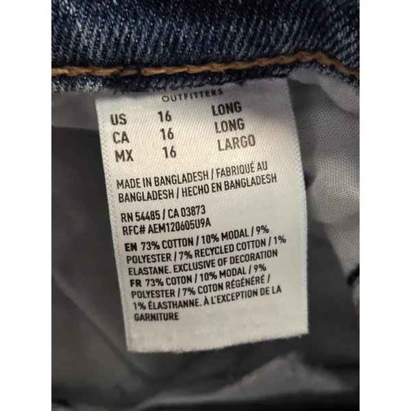 American Eagle TOMGIRL Button Fly Denim Jeans Stretch 14 Long Tall - Image 5