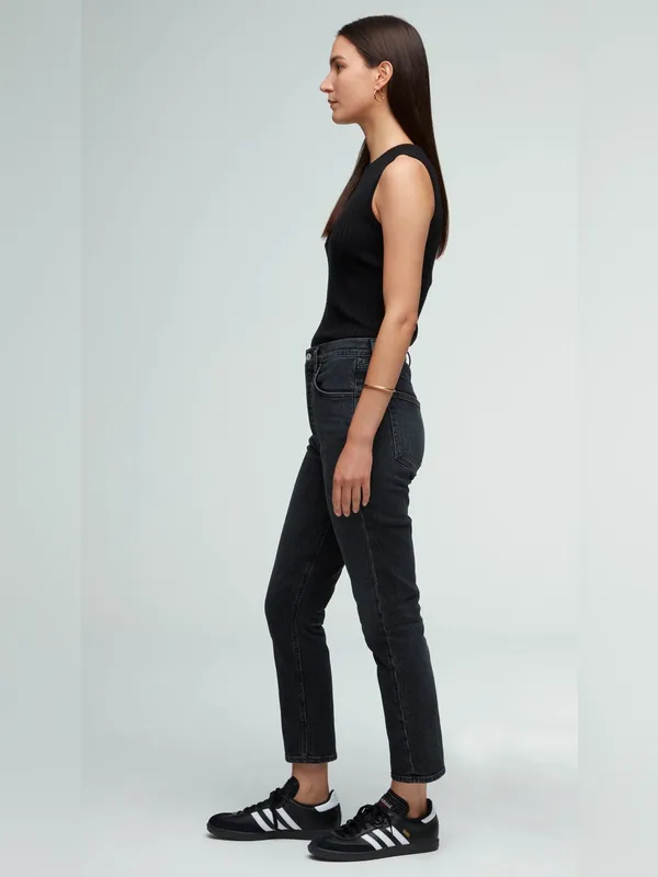 AGOLDE Riley High Rise Straight Crop Charcoal Black Wash Jeans | Size 27 - Image 3