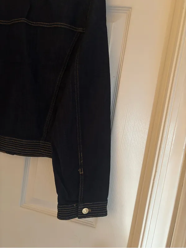 Chico's Denim Jean Jacket with Contrast Stitching Size: L - Image 3