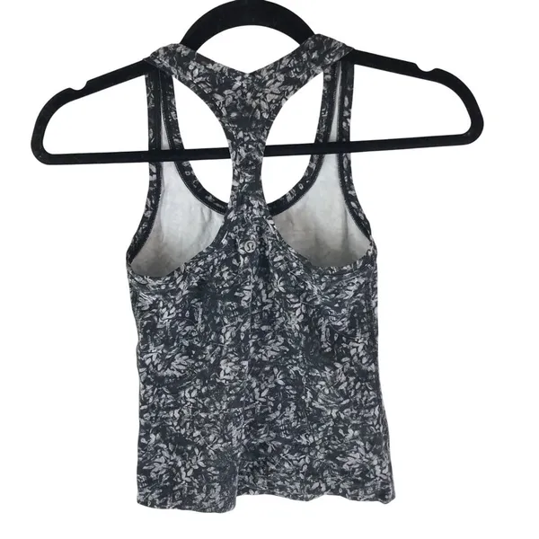 Lululemon Womens Cool Racerback Tank Top Floral Black Gray Size 2? - Image 2