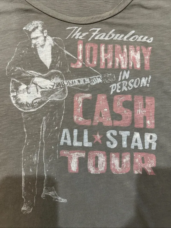 Lucky Brand Gray Graphic Johnny Cash Tour Tee- Size Large - Image 2