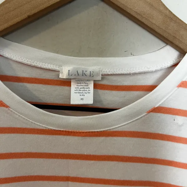 Lake Pajama Pima Cotton Nightgown Green Orange Stripe Sleepshirt Sleepwear - Image 5