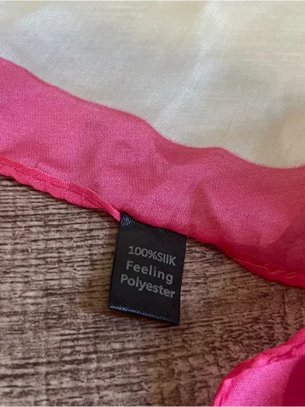 Floral Square Silk Feel Scarf Pink - Image 2