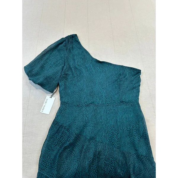 NWT Floret Studios | One Shoulder‎ Tiered High-Low Dress Green | Women's Size M - Image 4