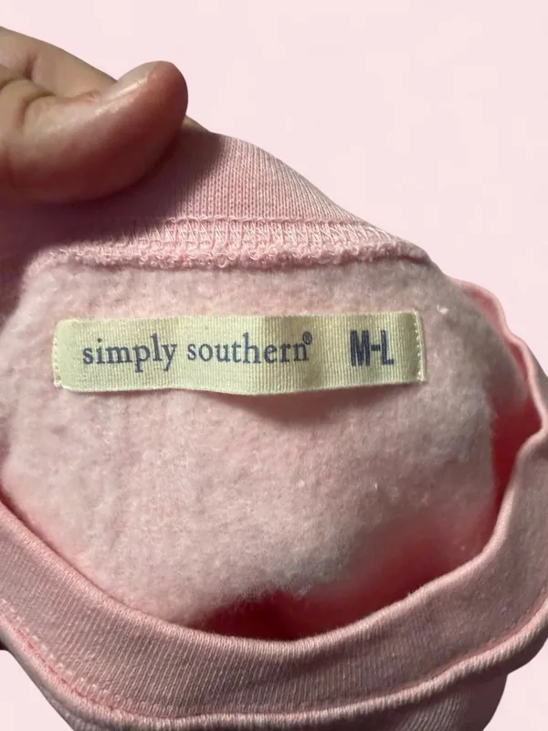 Simply Southern Pink "don't know don’t care" Crewneck Sweatshirt - Image 3