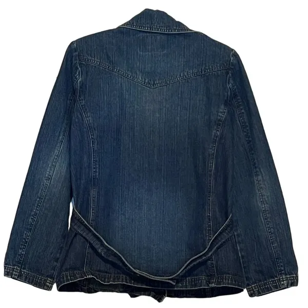 Mudd Jeans Women's Denim Jean Three Button Jacket Buttoned Shoulders‎ Size M Blue Size M - Image 2