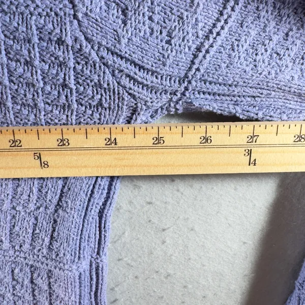 1359 | Vintage Cottagecore Textured Cotton Knit Sweater‎ Lavender USA Women M - Image 3