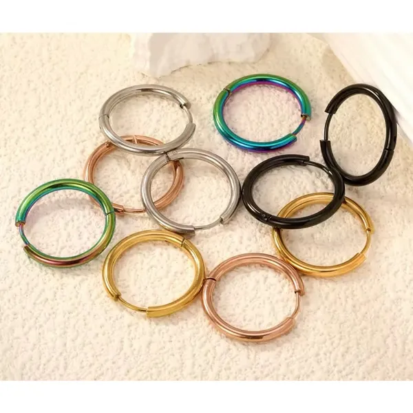 Unisex‎ Hoop Earrings Rose Gold Plated Silver Huggie Hoops, 9mm - Image 11