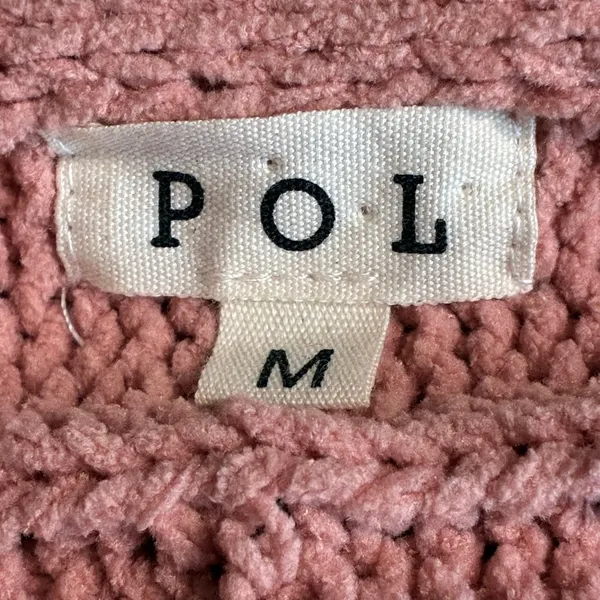 POL Sweater Cable Knit Oversized Pullover Peach Pink Womens Size Medium - Image 6